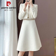 皮爾卡丹（pierre cardin）新款小香風(fēng)長袖外套加背帶連衣裙兩件套時(shí)尚設(shè)計(jì)感減齡女套裝 單件背帶裙 XL