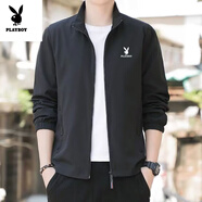 花花公子（PLAYBOY）男士立領(lǐng)上衣潮流休閑棒球服春秋新款夾克外套 8302黑色 4XL 160-175斤