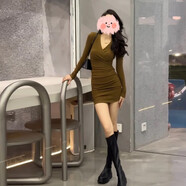 馨悠潔黑色氣質(zhì)大衣內(nèi)搭顯瘦裙子女秋冬2025入秋打底常規(guī)裙 咖綠色【深秋初冬穿搭/微胖掐腰 S 40/45kg