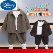迪士尼（Disney）高品質(zhì)男童春秋季燈芯絨套裝2025新款襯衫寶寶網(wǎng)紅炸街兩件套潮帥 綠色春秋款【套裝】 130 適合身高120厘米