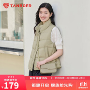 坦博爾羽絨服馬甲女立領(lǐng)寬松外搭短款羽絨背心外套TD236006 奶茶棕 170