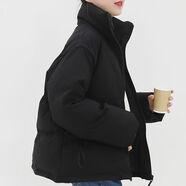 莫代爾2025新款棉服女短款立領(lǐng)冬裝時(shí)尚學(xué)生韓版百搭寬松棉服加厚外套 黑色 XL 126-140