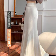 唯樂(lè )頌半身裙女2025秋季新款針織長(cháng)款高腰修身毛線(xiàn)長(cháng)裙秋冬中長(cháng)款魚(yú)尾裙 杏色 均碼