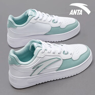 安踏（ANTA）板鞋女鞋2025秋季新款時尚百搭小白鞋低幫厚底輕便休閑運動鞋 8003Q-4雨霧青/純凈白 36.5