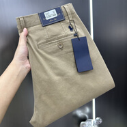 POLO SPORT美國保羅polo褲子男高端品牌純棉休閑褲男免燙抗皺百搭商務(wù)長(cháng)褲男 卡其色 35