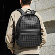 馬克華菲雙肩包男士背包格子花紋15.6英寸電腦商務(wù)大容量休閑通勤旅行背包