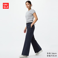 優(yōu)衣庫女裝彈力喇叭褲/聰明褲西褲通勤褲子479721 69 藏青色 M /160/68A