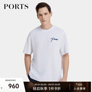PORTS寶姿男裝夏季時尚休閑刺繡短袖圓領(lǐng)T恤 白色 L