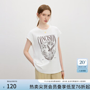 范思藍恩新中式原創(chuàng  )手繪圖案T恤女2025夏新款復古百搭上衣2843 白色 XS