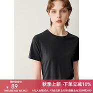 顏域簡(jiǎn)約純色短袖T恤女夏裝新款時(shí)尚氣質(zhì)ol通勤直筒顯瘦上衣 黑色 2XL
