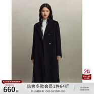 自巧（ZIQIAO）小個子正肩100%全羊毛雙面呢大衣女2023冬季新款毛呢西裝外套 星空黑 XXS (1碼)
