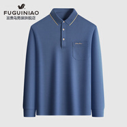 富貴鳥（FUGUINIAO）男士長袖T恤秋冬季翻領(lǐng)休閑 寶藍(lán)色 M 170