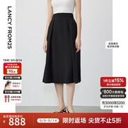 朗姿【尖貨補單】法式復古赫本風黑色半身裙女新款傘裙高腰顯瘦a字裙 黑色 M