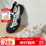 駱駝（CAMEL）丑萌登山鞋女時尚撞色戶外休閑鞋 L24S076620 米/銀/粉 38