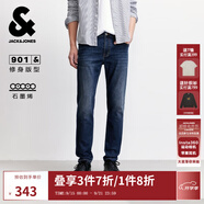 杰克·瓊斯（JACK&JONES）25年男裝秋季牛仔褲男901修身彈力潮流水洗牛仔休閑褲子品牌男褲 E42中牛仔藍 32 175 W32/L32