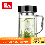 富光雙層玻璃杯商務(wù)泡茶杯子 大容量男女耐熱辦公水杯帶把黑色320ml