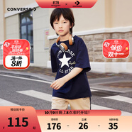 Converse匡威兒童裝男童t恤短袖短褲套裝夏季薄款女童夏裝中大童運(yùn)動(dòng)2件套 G139藏青藍(lán) 130 /64 【建議身高116-122cm】