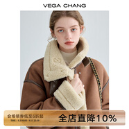 VEGA CHANG皮毛一體短外套女2025冬曠野美拉德加絨機車(chē)風(fēng)大衣oversize 焦糖棕 M