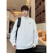 花花公子（PLAYBOY）半拉鏈立領(lǐng)衛衣男雙面加厚奧粒絨秋冬季2024新款寬松潮牌打底衫男 白色 2XL