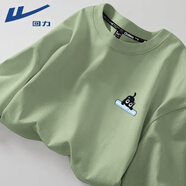 回力長(cháng)袖t恤男款2025秋季潮牌休閑寬松圓領(lǐng)上衣服純棉內搭體恤男 【長(cháng)袖款】豆綠 HL四格貓黑_K M 【體重100-120斤】