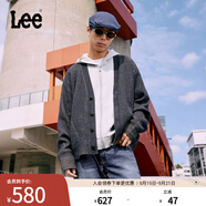 Lee25秋冬新品寬松版V領(lǐng)雙色混色效果男女同款長袖毛衣開衫休閑 藏青色（尺碼偏大，拍小一碼） 2XL