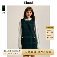 ELAND衣戀秋季連衣裙女圓領(lǐng)學(xué)院風(fēng)A字版型背心連衣裙 獵人綠(62)Hunter S