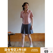 獨束大碼女裝復(fù)古POLO領(lǐng)收腰顯瘦T恤女夏季新款微胖mm休閑百搭上衣 桃粉色 L （尺碼：2）