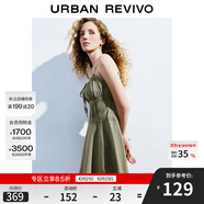 UR秋季新款女裝復古宮廷風蕾絲荷葉邊連衣裙UWL740065 灰綠 XS