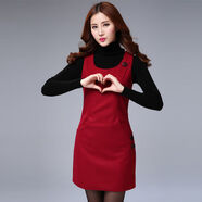 苜戈【毛呢】【80-170斤】秋冬春毛呢連衣裙大碼女裝無(wú)袖馬甲打底 【1099】酒紅（純色） 2XL  建123-132斤胸圍98