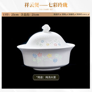 鵬博陶瓷碗碟套裝家用景德鎮(zhèn)陶瓷器青瓷玲瓏瓷餐具釉下彩碗盤結(jié)婚喬遷 彩玲瓏春意-祥云煲