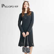 帕羅（PALUOPO）【RED系列】商場同款25秋冬純羊絨質(zhì)感連衣裙 580g 25W3L1395Y 新碳灰 M (100)