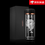 雷德夫（LEIDFOR）【聞戲起舞】雙層玻璃杯男士水杯杯子防摔茶杯 金鳴400ml