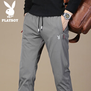 花花公子（PLAYBOY）褲子男秋冬季休閑褲男士潮流寬松彈力小腳長(zhǎng)褲男裝 灰色 32