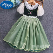 迪士尼（Disney）安娜公主裙女童短袖連衣裙兒童高端生日禮服裙子夏季新款童裝 安娜短袖裙子 100
