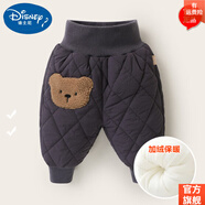 迪士尼（DISNEY）寶寶棉褲加厚冬裝衣服兒童保暖三層夾棉嬰兒高腰護肚男女童褲外穿 黑色 80cm 適合身高65-75