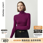 朗姿【王楚然同款】純羊毛高領(lǐng)針織衫秋冬內(nèi)搭打底上衣曠野美拉德 紫紅色 M