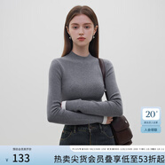 范思藍(lán)恩23FS14518毛針織打底衫女秋冬新款基礎(chǔ)內(nèi)搭毛衣 高級(jí)灰 S