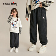 辰辰媽【毛巾貓】女童休閑褲秋冬新款HelloKitty一體搖粒絨束腳褲8521DH