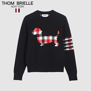 THOM BRIELLE湯姆TB圓領毛衣情侶款小狗圖案暖男風紳士休閑套頭針織衫 海軍藍 XL