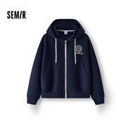 森馬（Semir）[商場同款]外套女連帽刺繡學(xué)院風(fēng)2025春寬松質(zhì)感夾克101125108002