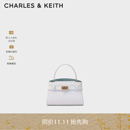CHARLES&KEITH金屬扣帶凱莉包婚包手提單肩包包女包生日禮物CK2-50270880 Pearl珍珠色 S
