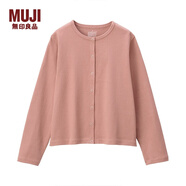 無(wú)印良品 MUJI 女式 粗棉線(xiàn) 天竺編織 開(kāi)衫 粉紅色 L