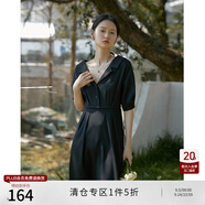 自巧小個(gè)子【長(cháng)短款】設計感西裝連衣裙女夏新款a字裙子22ZQ2142 星空黑短款 XS