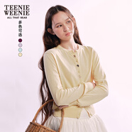 Teenie Weenie小熊女裝毛針織衫2025秋季新款簡(jiǎn)約時(shí)尚輕薄圓領(lǐng)開(kāi)衫 B-奶黃色 M