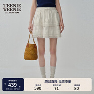 Teenie Weenie小熊春夏季法式設計感蕾絲塔克條半身裙甜美短裙女裝 B-白色 L