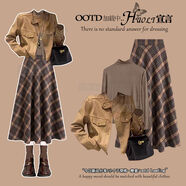 小紅書(shū)爆款美拉德穿搭長(cháng)袖連衣裙秋裝女2025新款夾克外套巨好看的 身裙初秋穿搭感套裝初秋2025新款女裝秋季韓系穿搭 S S