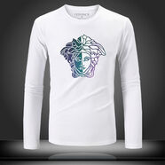 VERSACE JEANS COURTURE范思新款哲秋裝精神小伙高檔美杜莎長(zhǎng)袖t恤男顯瘦潮牌修身打底大 長(zhǎng)袖188白色 3XL 【166-179斤】