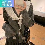 妃奧絨手工蕾絲娃娃領(lǐng)領(lǐng)針織毛衣開衫女日系外套慵懶風(fēng)溫柔可愛秋冬新款 圖片色 現(xiàn)貨 M