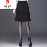 皮爾卡丹（pierre cardin）小香風(fēng)格子毛呢包臀半身裙秋女高腰顯瘦韓版洋氣A型包裙一步裙 黑色 3XL 24