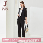 經典故事（JANE STORY）高級感小西裝外套兩件套女春季2025新款時尚氣質職業(yè)正裝西服套裝 R05黑色 L
